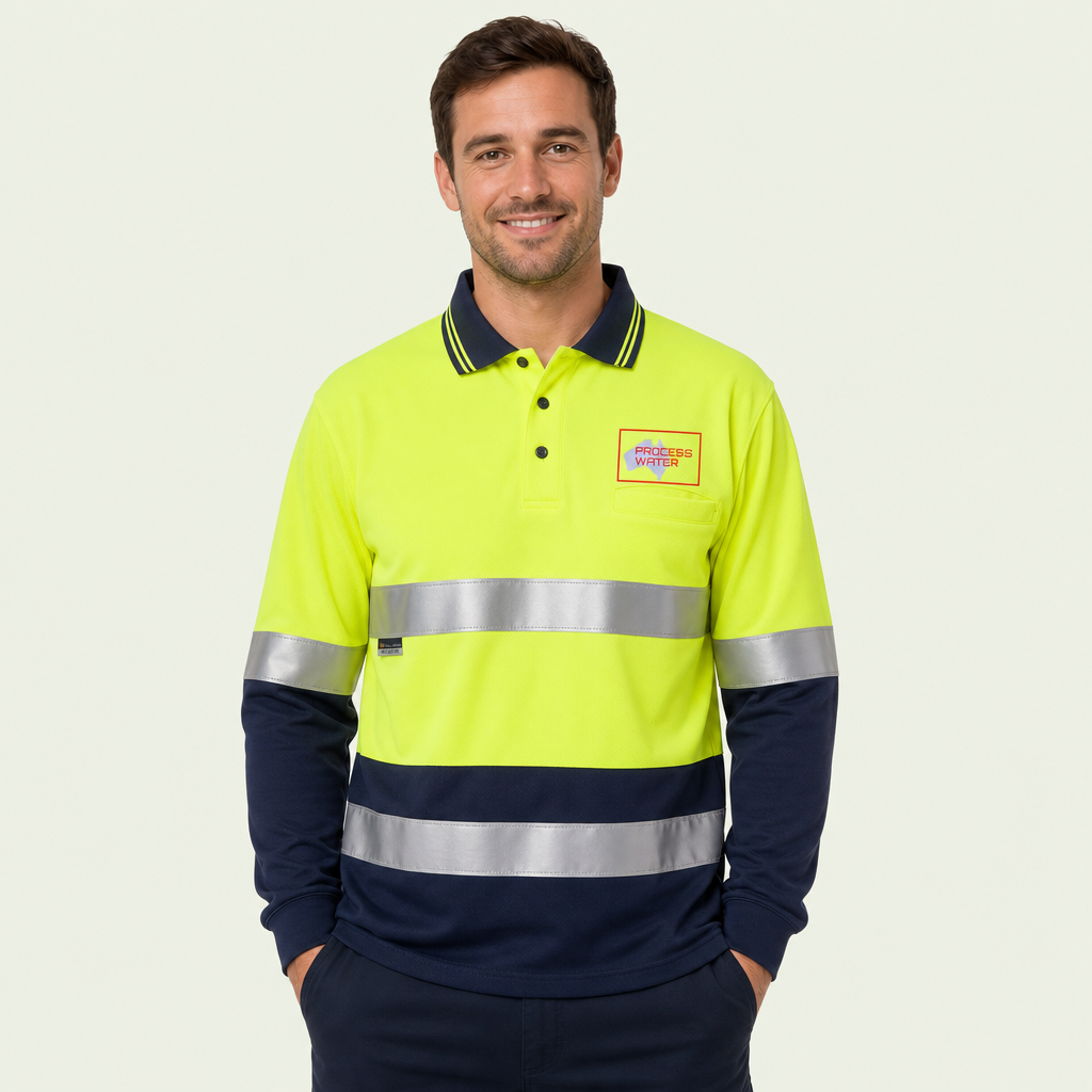 Hi Vis L/s (D+N) Cotton Back Polo